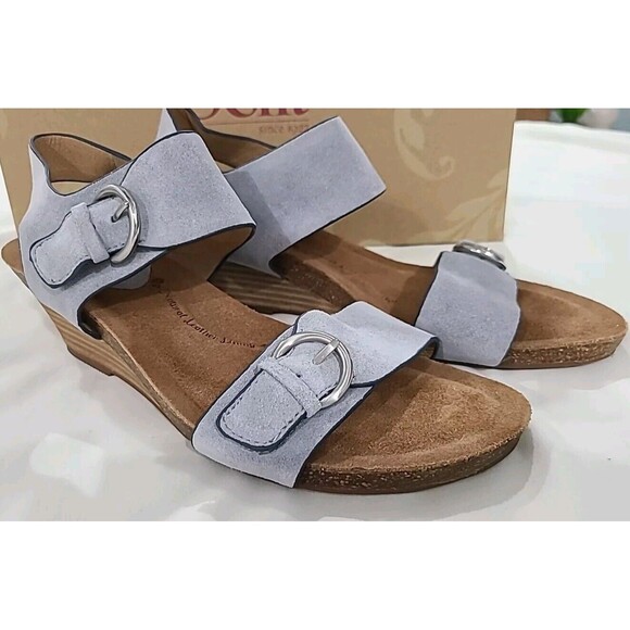 SOFFT Vaden Wedge CHAMBRAY Blue Wedge Comfort Leather Adjustable Sandals 9 M - Picture 4 of 12